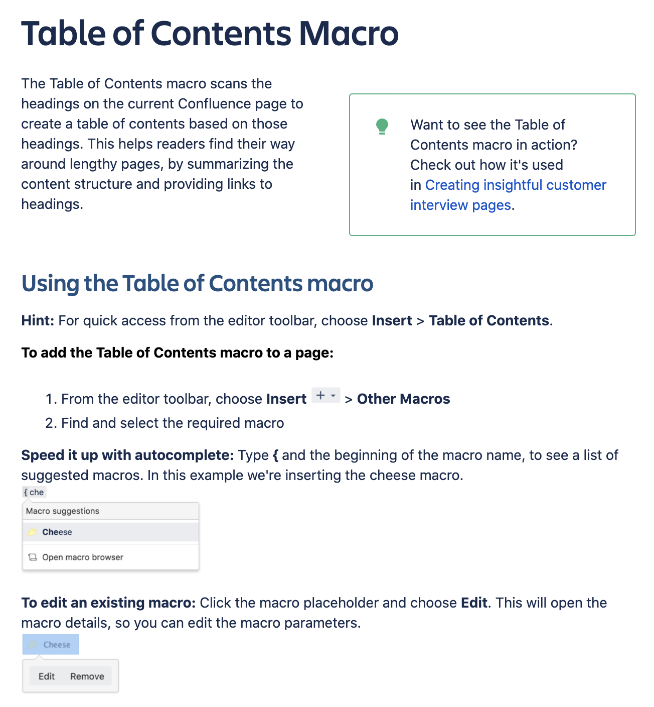 Macro documentation